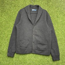 Vintage Polo Ralph Lauren Cardigan Sweater Mens Large Gray Shawl Neck Pockets