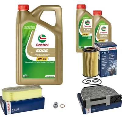 BOSCH Inspektionspaket 7 L Castrol EDGE FST 5W-30 LL für Mercedes-Benz