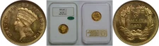 1872 $3 Princess Gold NGC MS-64 CAC