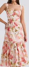 House of CB Elia Pink Peony Print Cotton Midi Sundress
