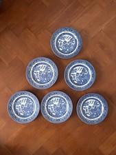 6 x 6.5" CHURCHILL BLUE WILLOW PATTERN TEA SIDE PLATE EXCELLENT CONDITION