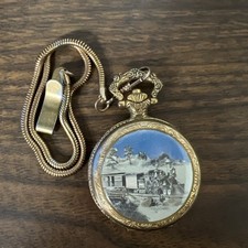 Vintage Milan Quartz Japanese Movement Locomotive Front Pocket Watch