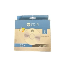 Pack of 5 HP CD-R 52x, 700MB Data, 80min Music in slim jewel case