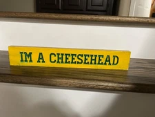 Cheese Head Wooden Sign - Green and Yellow - Wisconsin - Wooden - FREE SHIPPING