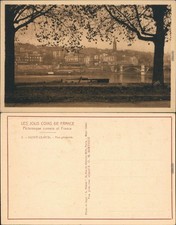 CPA Saint-Cloud Fluss, Kirche und Uferpanoram...