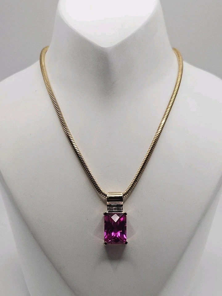 Colgante Ross Simons Plata de Ley Vermeil 10.32ct Zafiro Rosa y Blanco... Foto 3 de 4