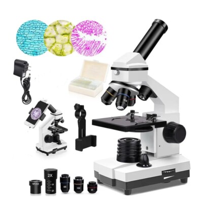 High-Power Compound Microscope for Education & Exploration - 15 Slides Included