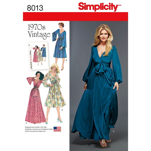 Simplicity 8013 Damen Vintage Kleider 70Er Schnittmuster GrößEn 6-14 & 14-22-image