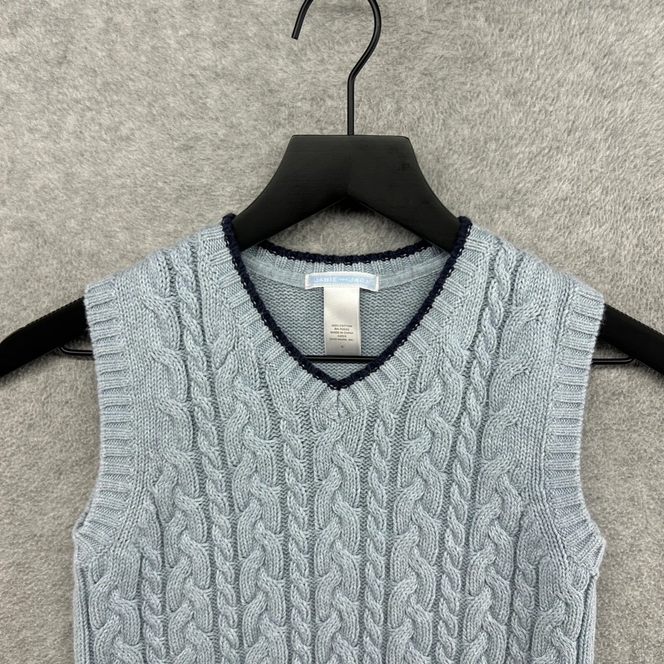 Janie & Jack Sweater Vest Boys Size 5 Blue Cable Knit Sleeveless V Neck - Image 4 of 4