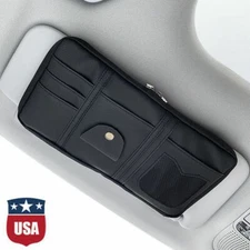 PU Leather Car Sun Visor Organizer Pouch Bag Muti Pocket Card Storage Holder US