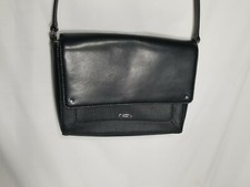 Lauren Ralph Lauren small black pebbled and smooth cowhide leather crossbody pur