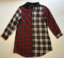 Lauren Ralph Lauren Plaid Night Sleep Shirt Button Holiday Nightgown Womens M