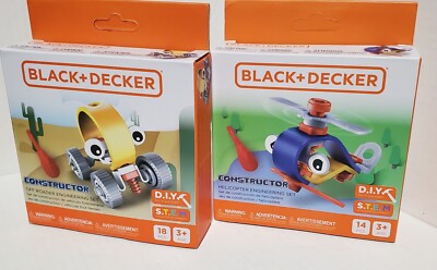 BLACK+DECKER CONSTRUCTOR HELICOPTER & OFF ROADER ENEGINEERING PLAY SETS (2 Sets)