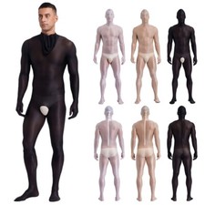 Mens Catsuit Open Crotch Bodystocking Lingerie Nightwear See-Through Jumpsuit
