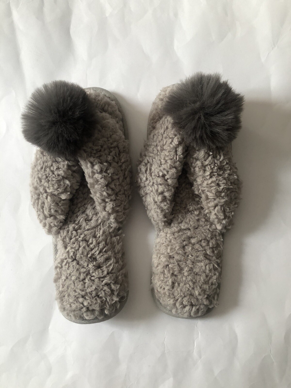 PANTOFOLA D’ORO Pantofole infradito LEMON Accoglienti Donna L XL Pom Caldo Pom Pom Pelliccia Finta Sherpa