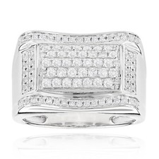 4Ct Round Cut Simulated Diamond Cluster Stylish Men Ring 14K White Gold Plated