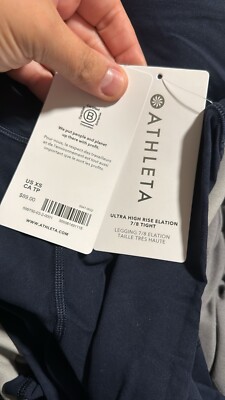 Athleta Leggings Ultra High Rise Elation 7/8 Taglia S Nero Nuovi Con Etichette
