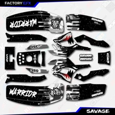 Gray Savage Camo Racing Fender Graphics Kit fits Yamaha Warrior 350 Decals