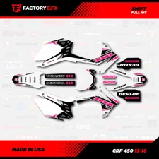 White & Pink Shift Racing Graphics kit fits Honda Crf450 13-16 Crf 450 Decal