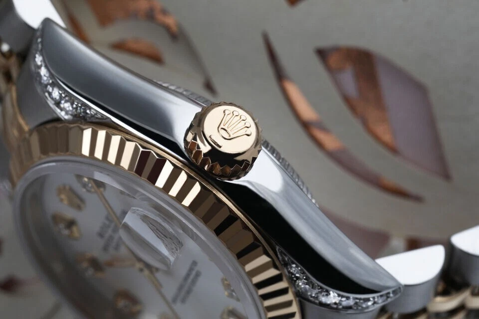 Rolex Datejust 26 mm plata esfera diamante dos tonos reloj correa Jubilee Foto 4 de 4