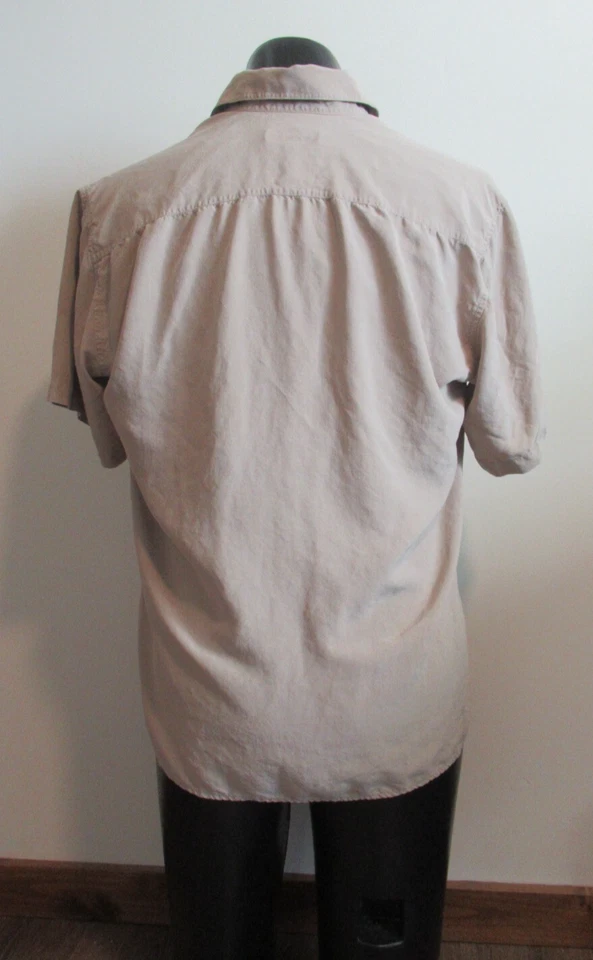 BURMA BIBAS - 100% SEDA 4279 Camisa Para Hombres Manga Corta Abotonada Marrón Sólida Talla M Foto 4 de 4