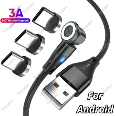 For Android Samsung Google Magnetic Type C Fast Phone Charger Cable 540° Rotate