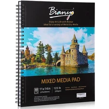 Mixed Media Paper Sketchbook 11" X 14" 60 Sheets/Each 123 LBS/200 GSM Spiral-...