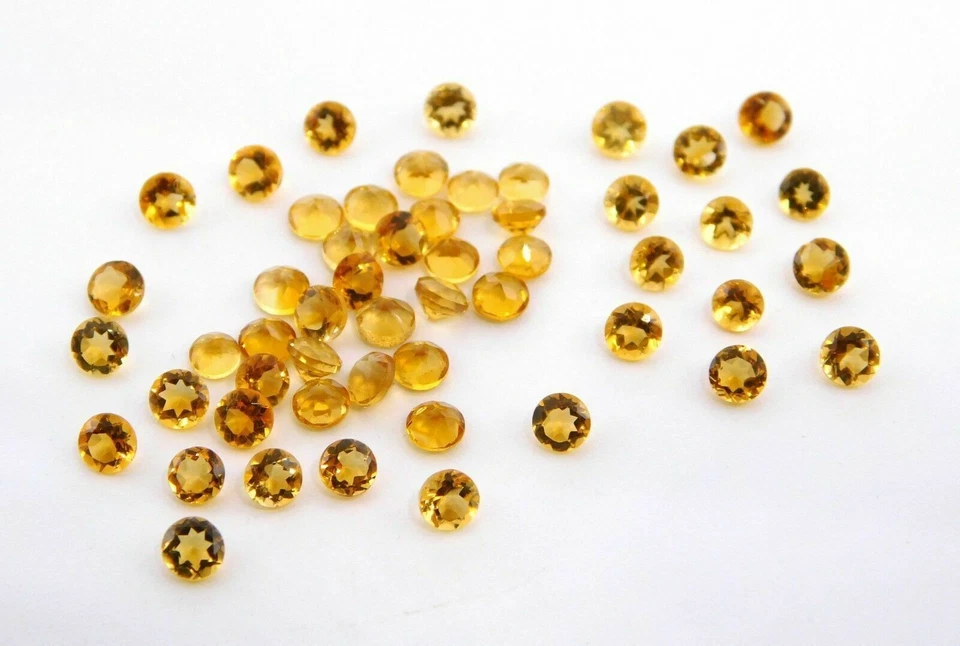 Lote al por mayor de piedras preciosas sueltas de citrino natural corte redondo de 3 mm a 7 mm P-1266 Foto 3 de 4