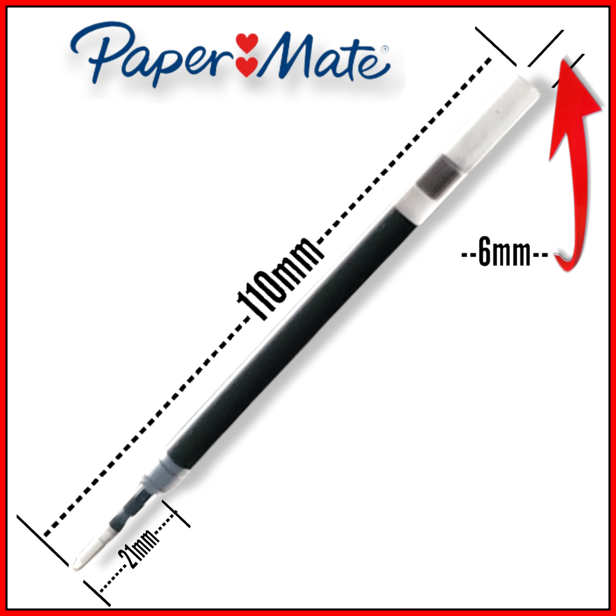 Papermate InkJoy x 10 Gel pen Refill Medium Tip Nib BLACK