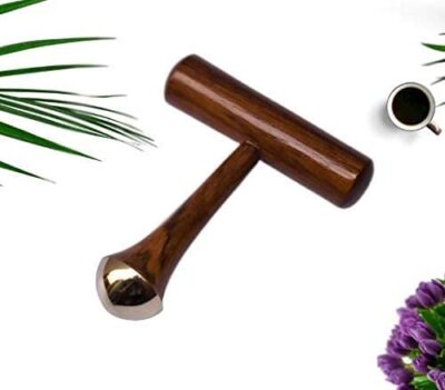 Kansa Wand Bronze Capped T-Shape Face Body Massager Detoxification