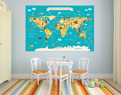 3D Blue Jellyfish B081 World Map Wall Stickers Vinyl Wallpaper Mural Murals Amy
