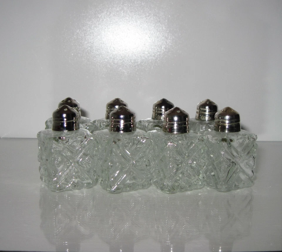 Agitadores vintage facetados de vidro corte brilhante cristal ANTIGO SAL E PIMENTA 8 - Imagem 3 de 4