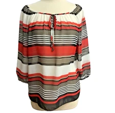 AB Studio Shirt Womens Size Medium Multicolor Striped Flowy Fabric