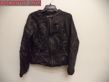 Lining Needs Sewn, Love & Lock Women's Black Faux Leather Motorcycle Jacket, M
