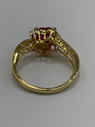 9ct 9k Yellow Gold Created Red Ruby Ladies Dress Ring. Size O. Brand New - Picture 4 of 8