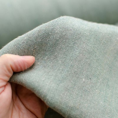 Toile De Lin Alba Opale 2 Fils - Blanc Et Vert - Largeur 150 Cm - Vente Au Demi-mètre