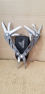 Gerber Suspension Multitool Knife Saw Scissors Pliers Silver Gray Working , VGC