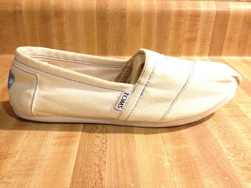Toms Womens 7M White Creme French Alpargata Espadrille Slip On Foam Loafer Flat