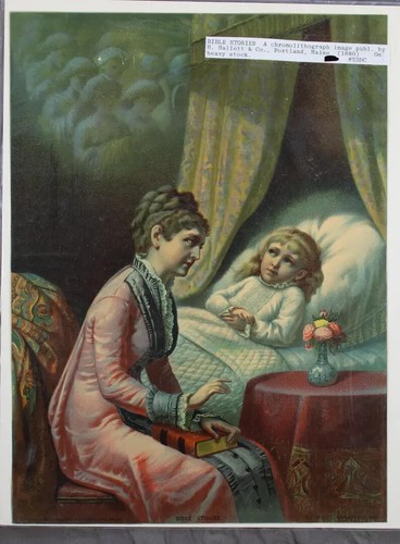 Historias Bíblicas Una Imagen Cromolitográfica por Hallett & Co 1880 Stock Pesado - Imagen 2 de 4