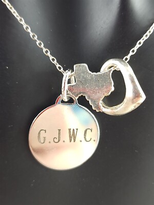 Vintage Sterling Silber Texas Herz GJWC 1969 monogrammiert Halskette 4,7 Gramm