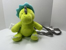The Goldbug 2 in 1 Harness Buddy Plush Green Blue Dino Dinosaur Pocket 9"