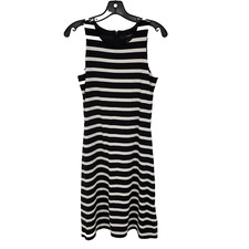 Ann Taylor Knee Length Sheath Dress Womens Size 2 Black White Striped Stretch