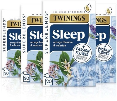 Twinings Schlaftee Baldrian Orangenblüte PASSIONSBLUME 4X20
