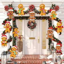 36 Pcs 7.9 Inch Gingerbread Man Christmas Outdoor Decorations Large Hanging Chri