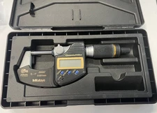 Mitutoyo 293-185 Quantumike Digimatic Micrometer, 0-1"/0-25mm, .00005"w/Case