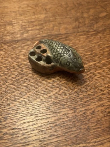 Vintage Weller ceramic koi fish flower frog