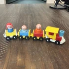 Vintage Fisher Price Little People wooden Train with Wooden People Yellow Cab
