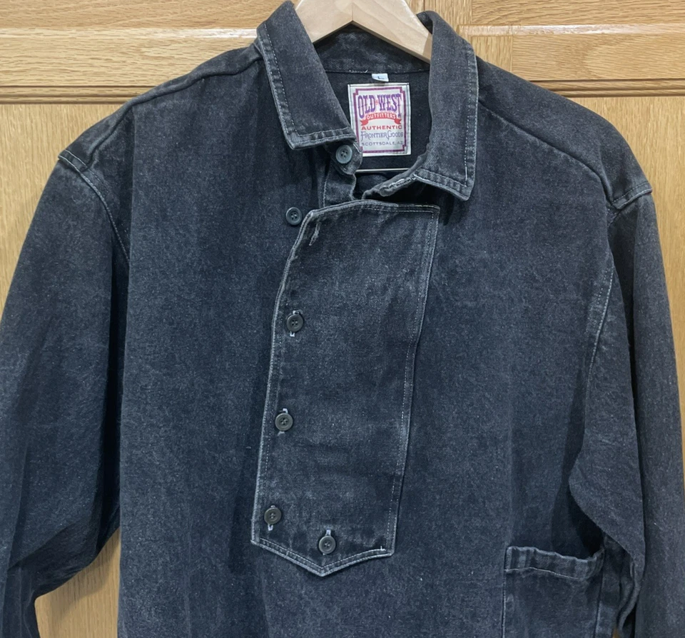 De Colección Old West Outfitters EE. UU. Camisa Denim Negra BIB Para Hombres L Vaquero Frontera Occidental Foto 3 de 4