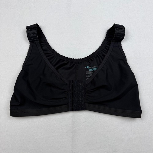 Marena Recovery Sports Bra Womens Medium Black Front Closure Compression 4244