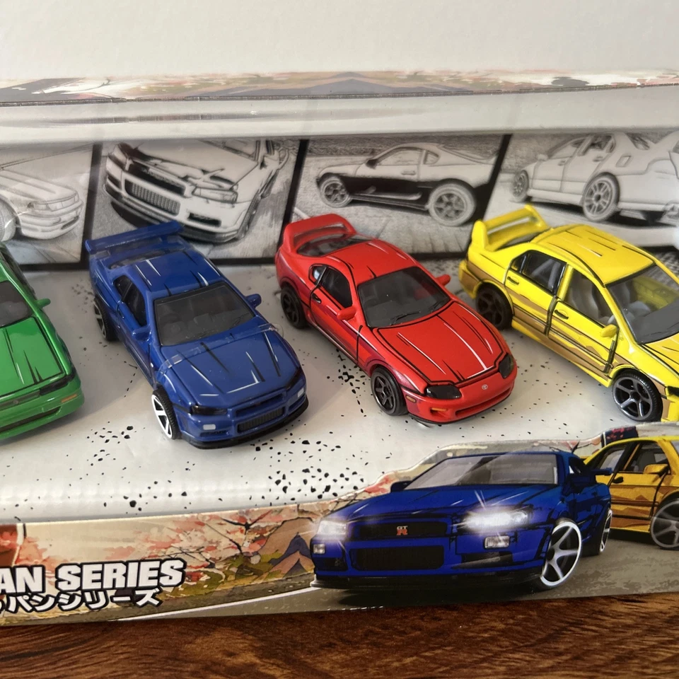 Paquete de regalo Majorette serie Japón Toyota Supra Honda Civic Nissan Skyline GT-R EVO Foto 4 de 4
